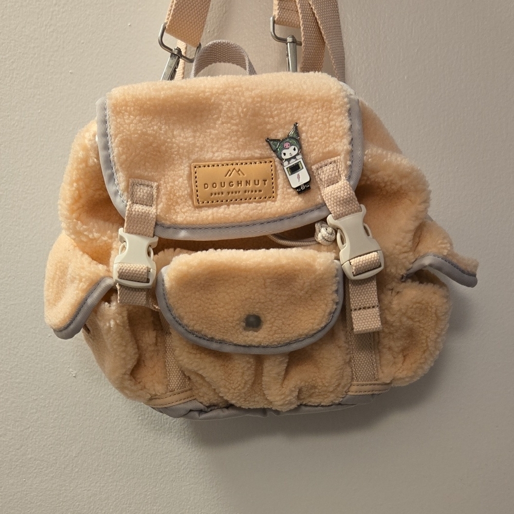 Doughnut Fuzzy Tan Mini Backpack